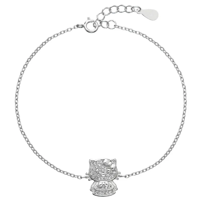 Strieborný náramok mačička so zirkónmi BENETO AGB168