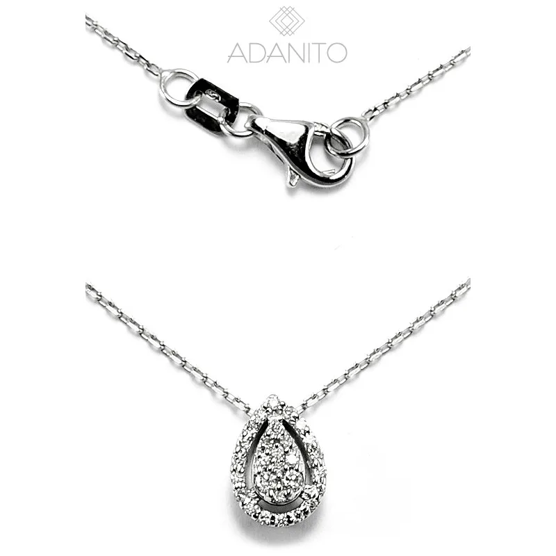 Zlatý briliantový náhrdelník kvapka z bieleho zlata ADANITO ZSZ330