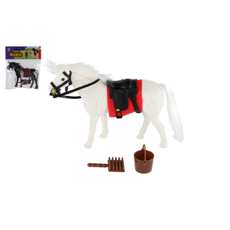 Teddies Kôň fliška so sedlom s doplnkami 16cm 2 farby v sáčku