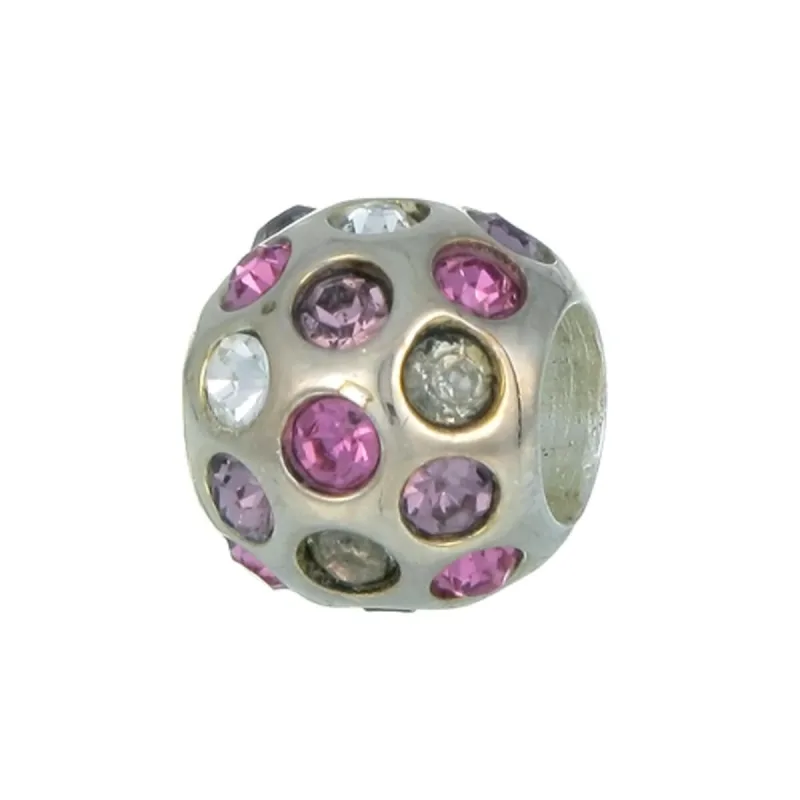 Strieborná navliekacia guľôčka ružová