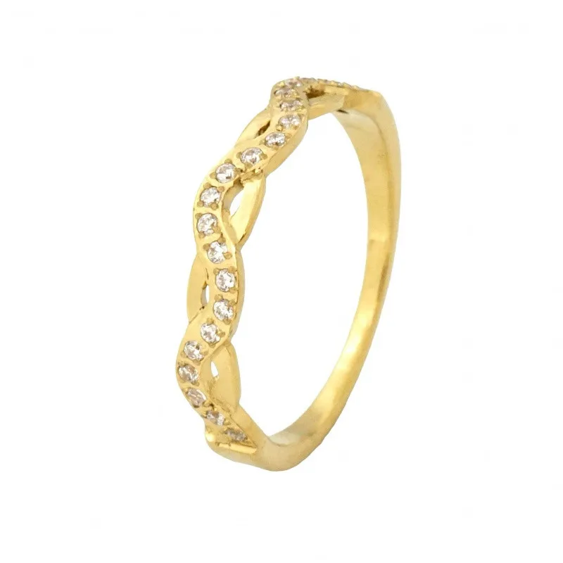 Pozlátený prsteň z chirurgickej ocele s kameňmi EXEED 242787, 54