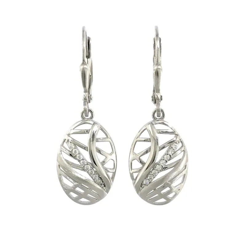 Strieborné visiace náušnice ovál prerezávané