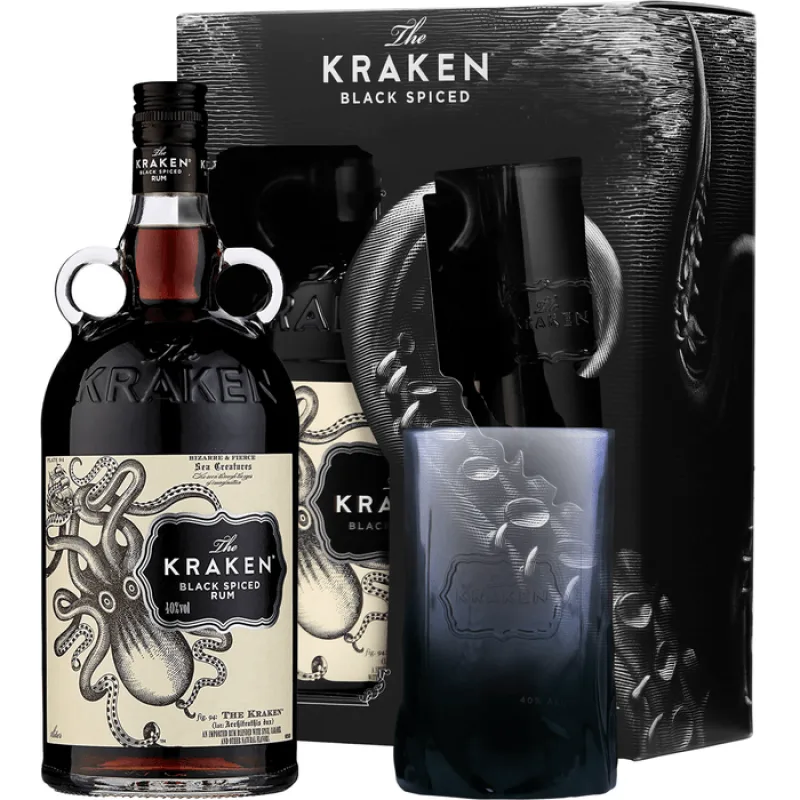 Kraken Black Spiced Rum 40% 1 l (darčekové balenie 1 pohárik)