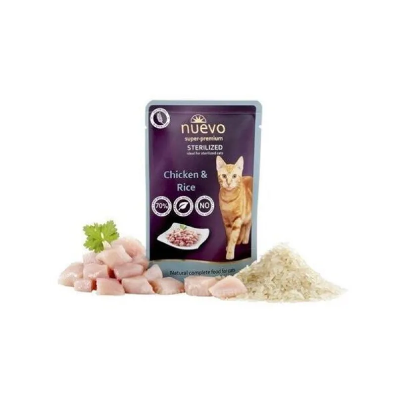 NUEVO cat Sterilized Chicken with Rice 16 x 85 g kapsičky
