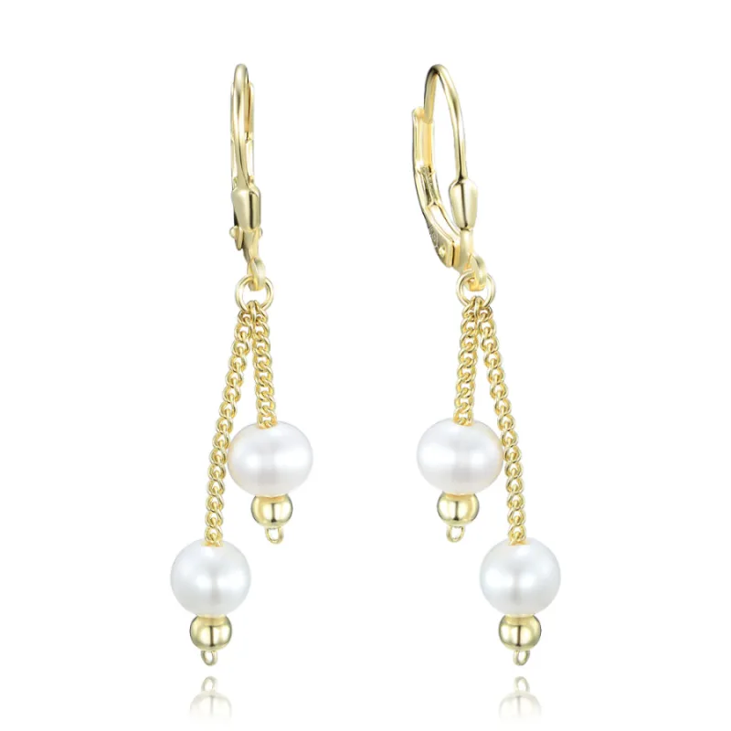 Pozlátené strieborné náušnice s prírodnými perlami MINET JMAS7056GE00