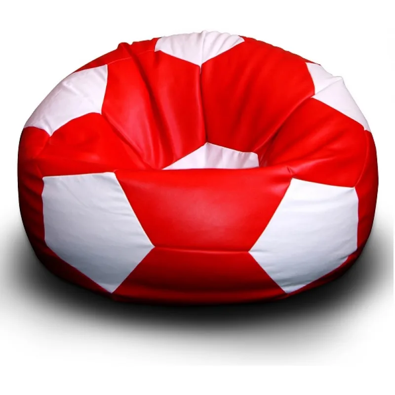 FITMANIA Sedací vak Footbalová lopta xxl + podnoznik Vzor: 08 ČERVENO-BÍLÁ