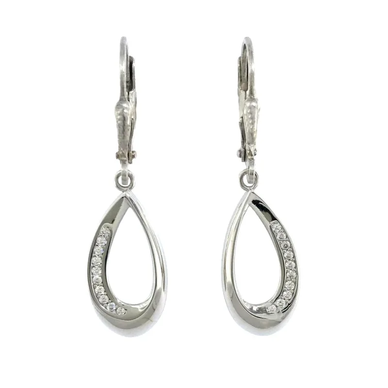 Strieborné visiace náušnice so zirkónmi