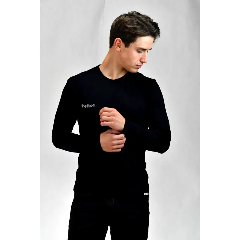 Pánske termo tričko s dlhým rukávom NIIN Black - XL, čierna sýta