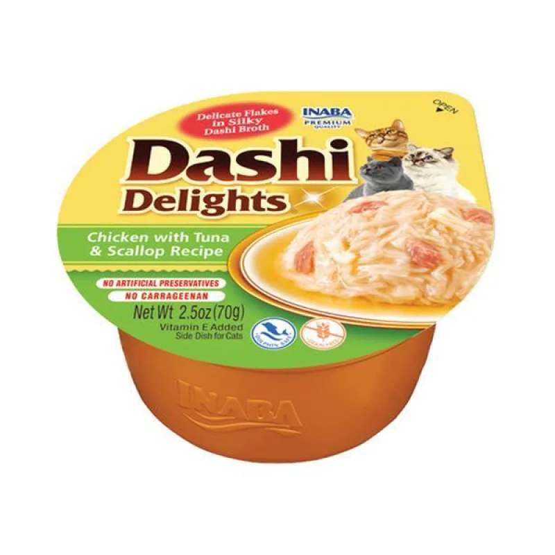 INABA FOODS Inaba Dashi Delights cat Kura s tuniakom a hrebenatkou 6 x 70 g vanička