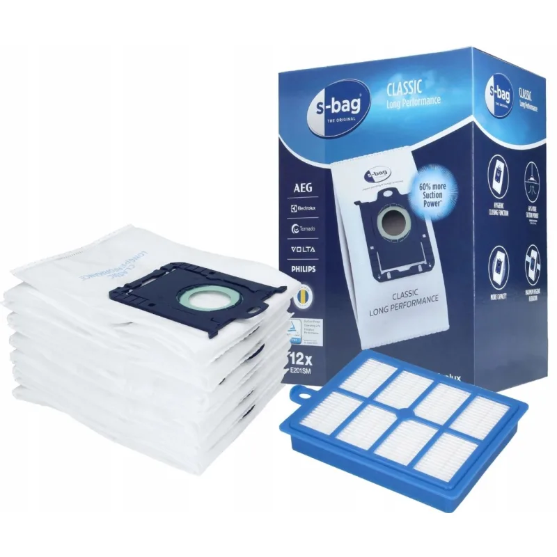 Electrolux E201SM S-Bag Long Performance - 12ks + vzduchový HEPA filter