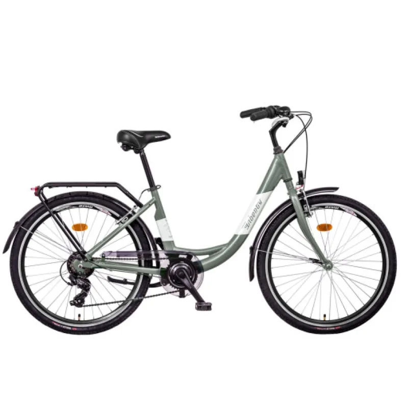 LIBERTY Městské jízdní kolo VIA 6spd 26" 2025 šedozelené, Přední vidlice Pevná