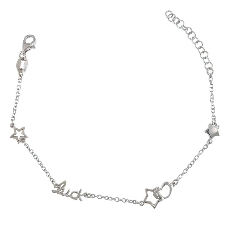 Strieborný náramok luck hviezdy a srdca dĺžka náramku 17+3cm