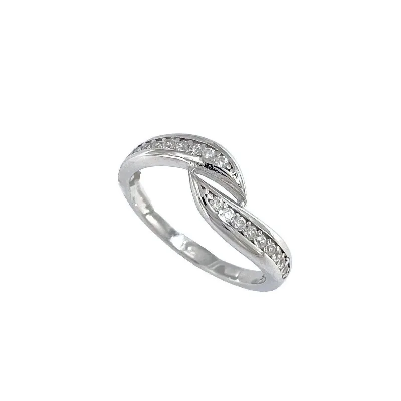 Strieborný prsteň zirkónovej vlnky veľkosť prsteňa 54