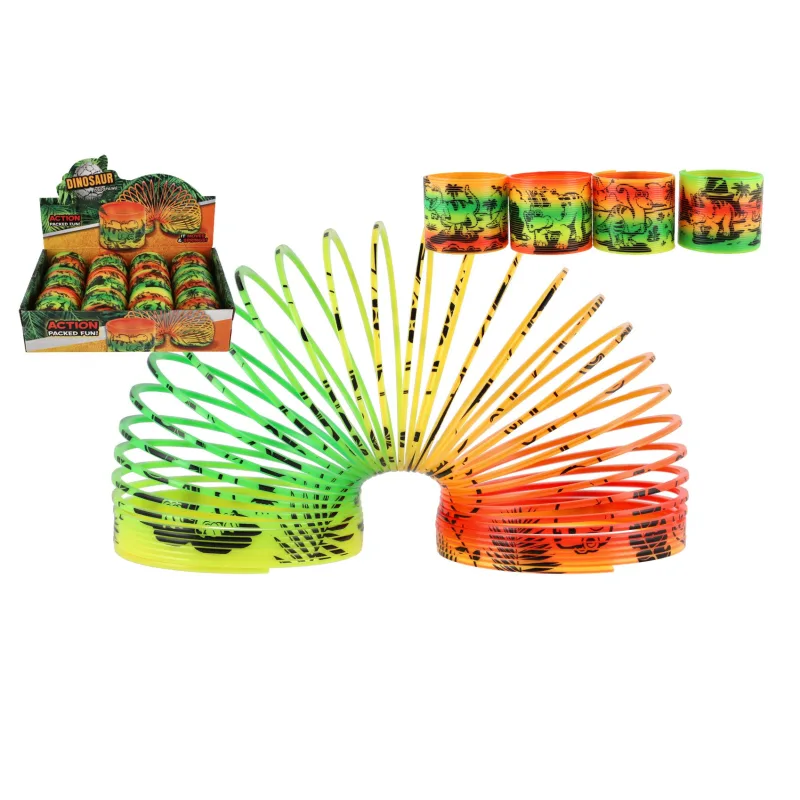 Teddies Špirála/pružina dinosaurus plast priemer 7,5cm v sáčku 12ks v boxe