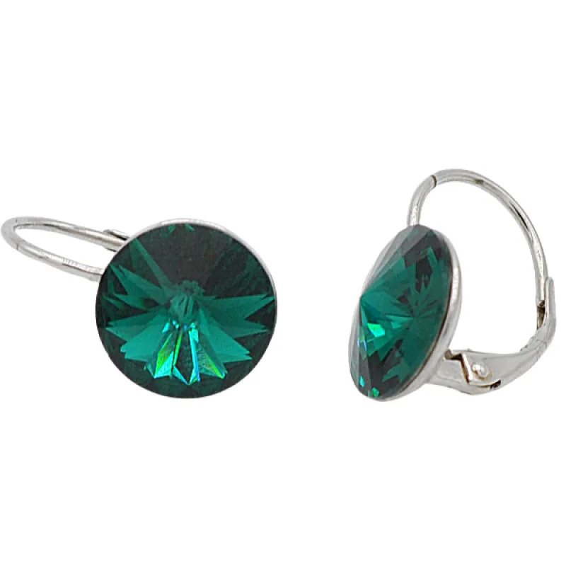 Strieborné náušnice so zeleným kameňom BENETO AGUC3289