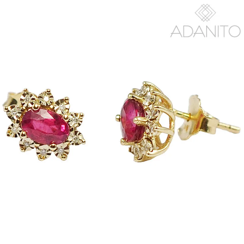 Zlaté briliantové náušnice s rubínom ADANITO ZSY331
