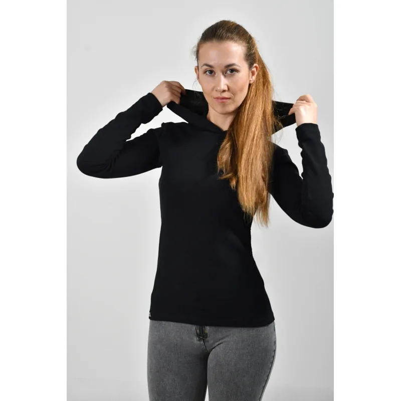Termo mikina dámska s kapucňou hladká TERMOintima - XL, čierne