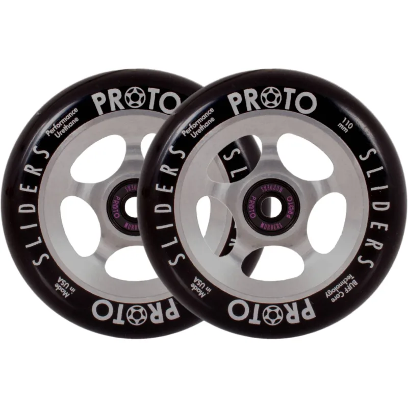 Proto Sliders Pro Scooter Wheels 2-Pack - Black on Raw