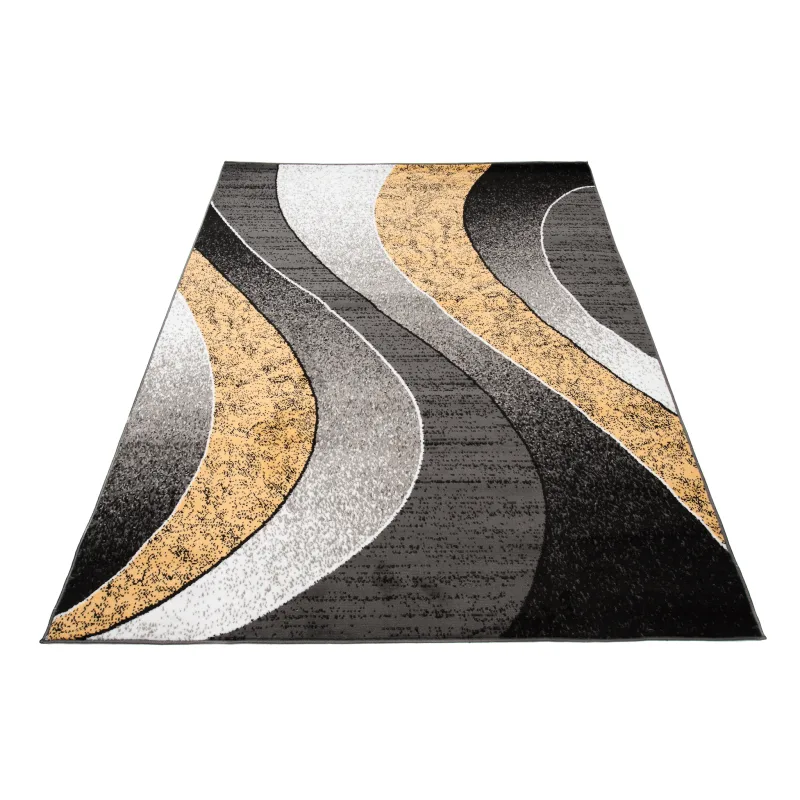 Chemex Moderný koberec Tap - vlnky 5 - žltý/sivý Rozmer koberca: 80x150 cm