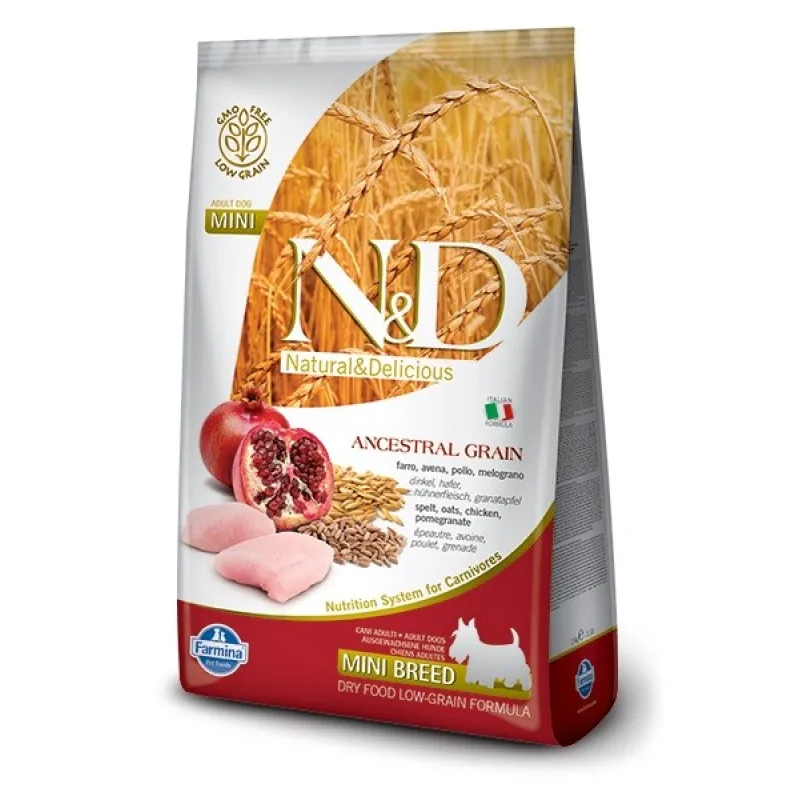 Farmina N&D dog AG adult mini, chicken, spelt, oats & pomegranate 0,8 kg