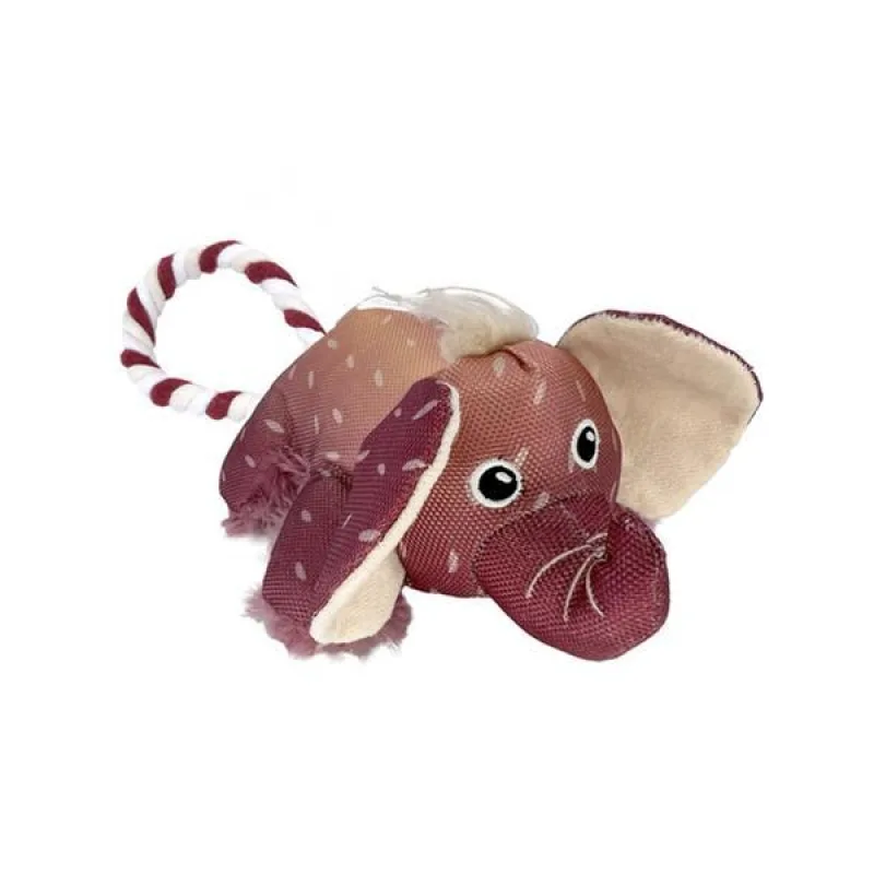 Hračka Kong Dog Cozzie Tugg Slon, pískajúci, fialový, polyester, M/L