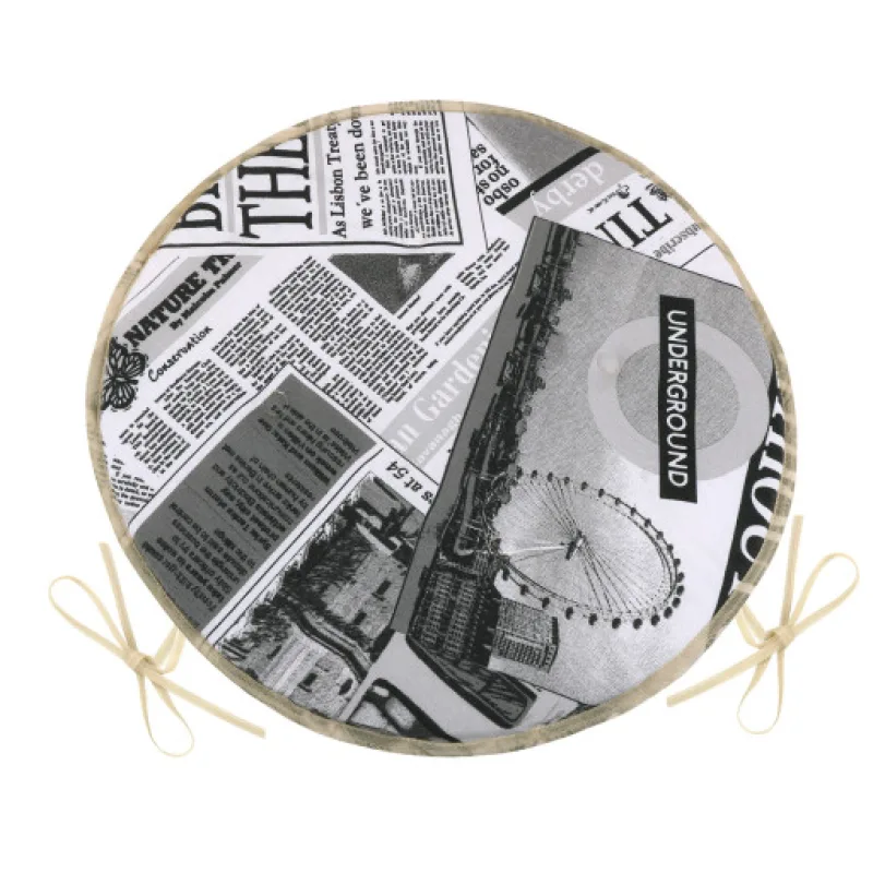 Bellatex Sedák EMA kulatý hladký, Noviny černé - průměr 40cm