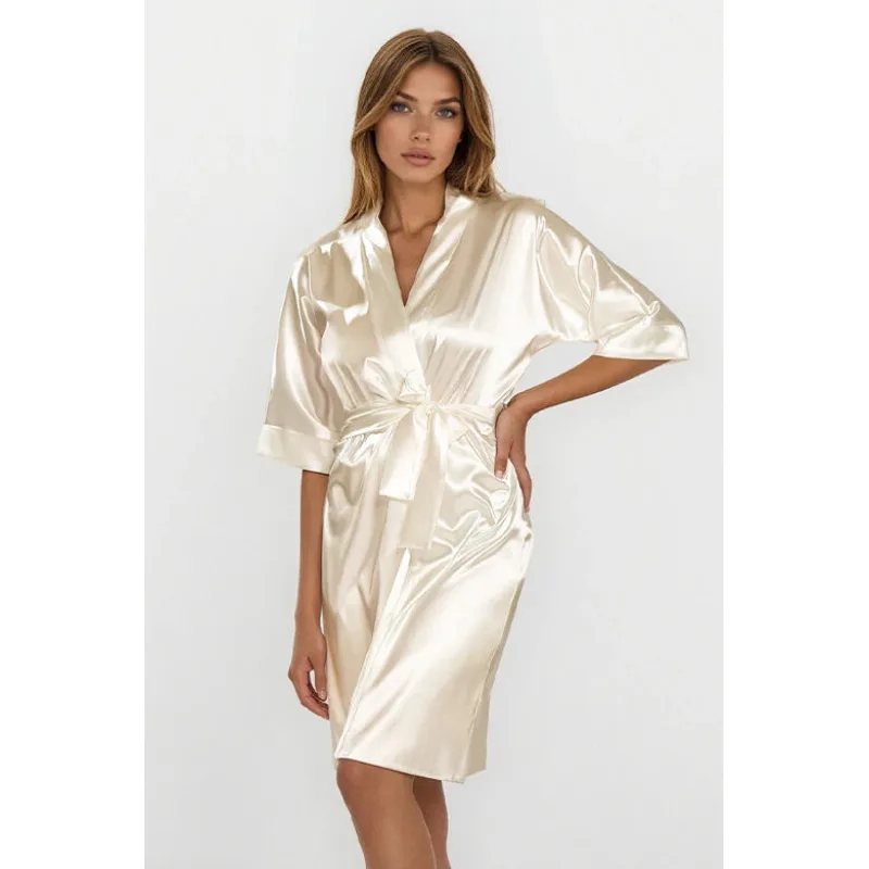 Saténový župan 100 ecru XXL