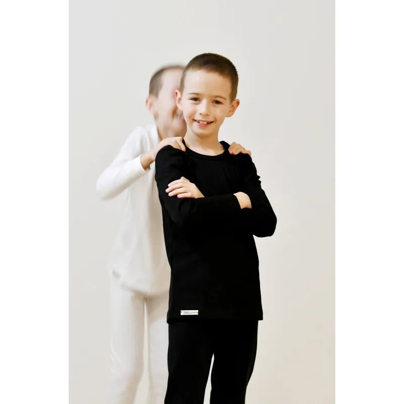 Detský termo nátelník - tričko s dlhým rukávom veľ. 110 až 152 - čierne, 134 - 140