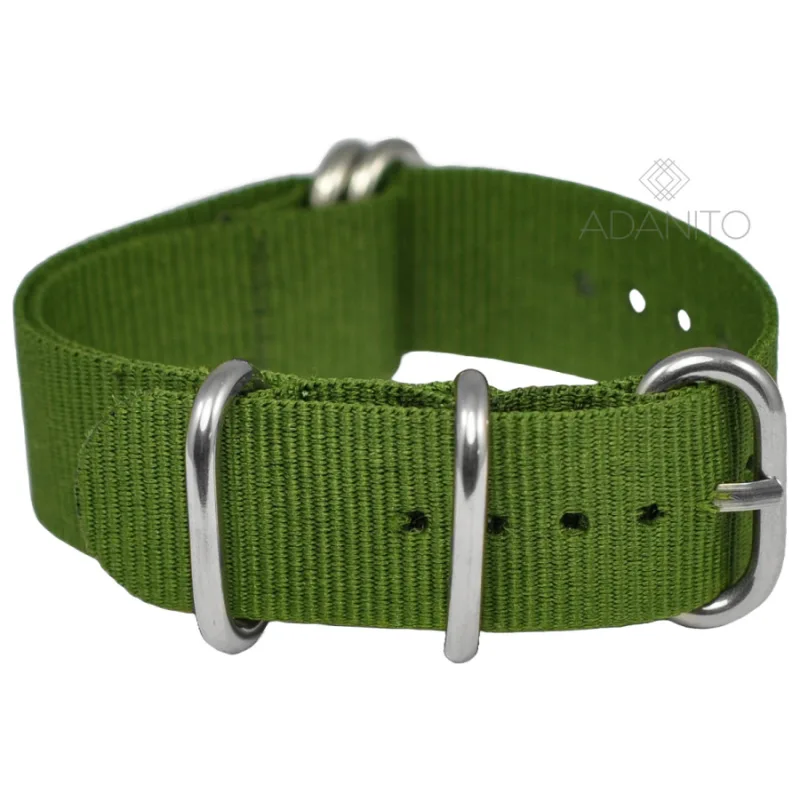 Nylonový Nato remienok na hodinky 20 mm zelený ADANITO NATO2GRN20
