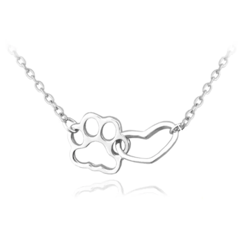 Strieborný náhrdelník PAW a srdce MINET JMAN0246SN45