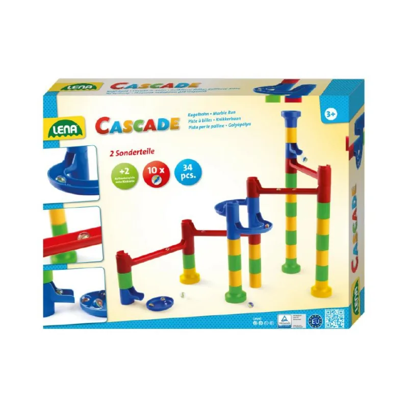 Lena Guľôčková dráha 34ks 10 guľôčok plast v krabici 35x27x6cm