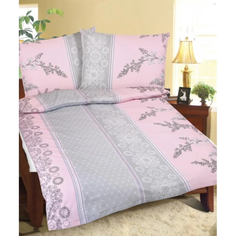Bellatex Povlečení krepové, Růžovošedý keř - 140x200,70x90 cm