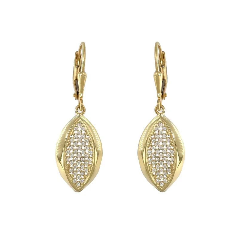 Strieborné visiace náušnice zirkónové pozlátené