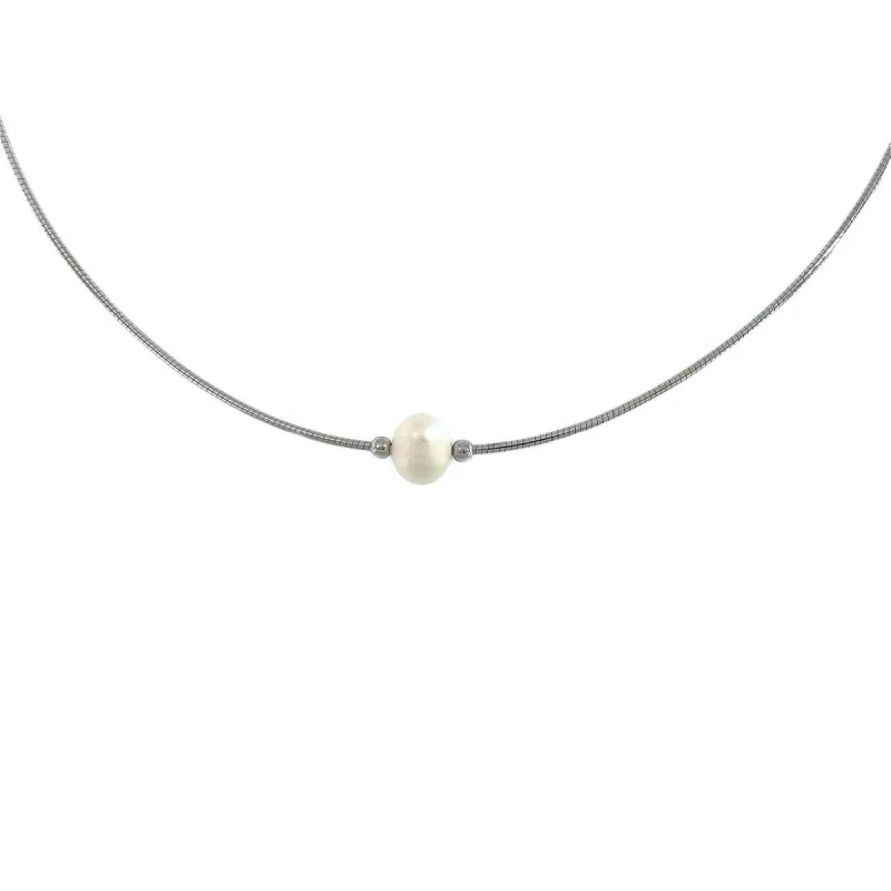 Strieborná struna s perlou dĺžka náhrdelníka 40+5cm