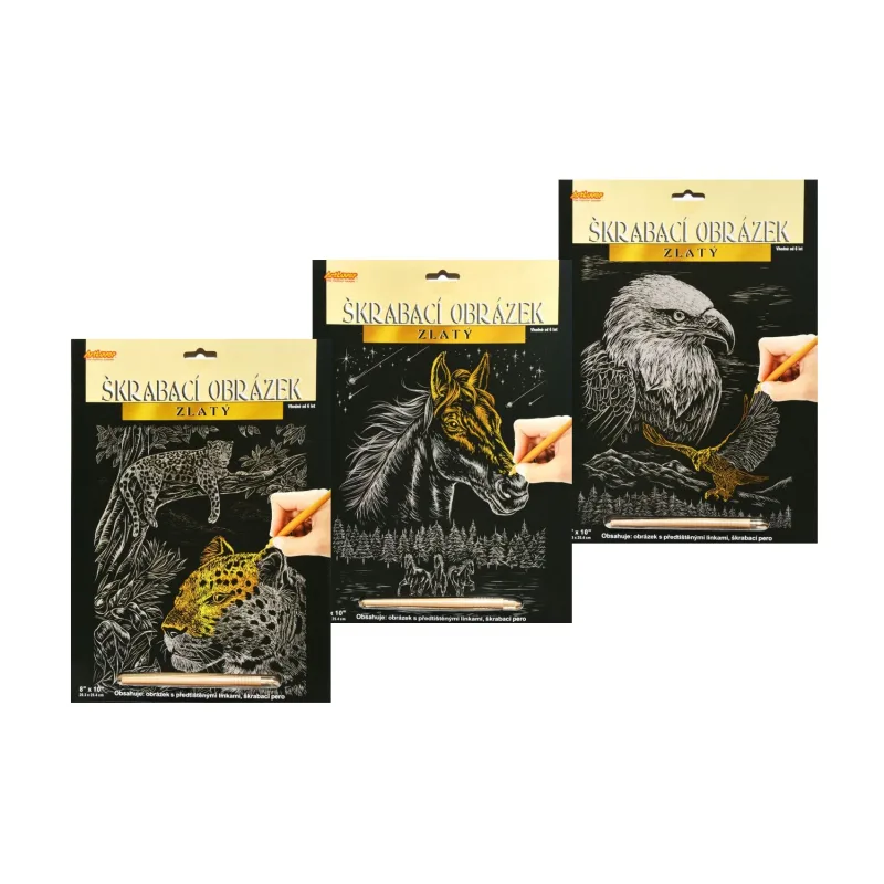 SMT Creatoys Škrabací obrázok zlatý A4 23x32cm 3 druhy