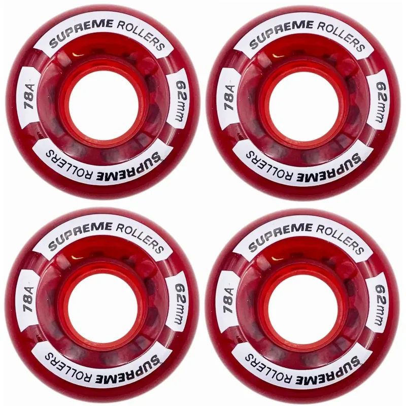 Supreme Rollers Quad Kolečka 4-Balení (62mm|Červená)