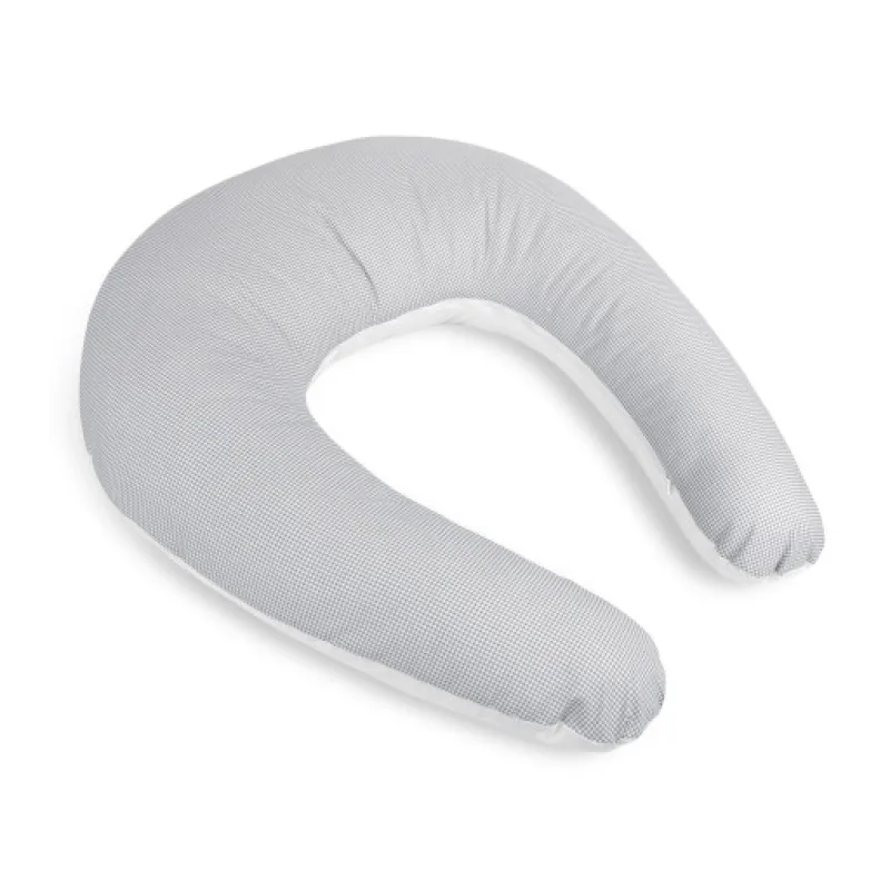 Bellatex Kojicí polštář s povlakem na zip Kostička šedá, bílá - po obvodu 180cm