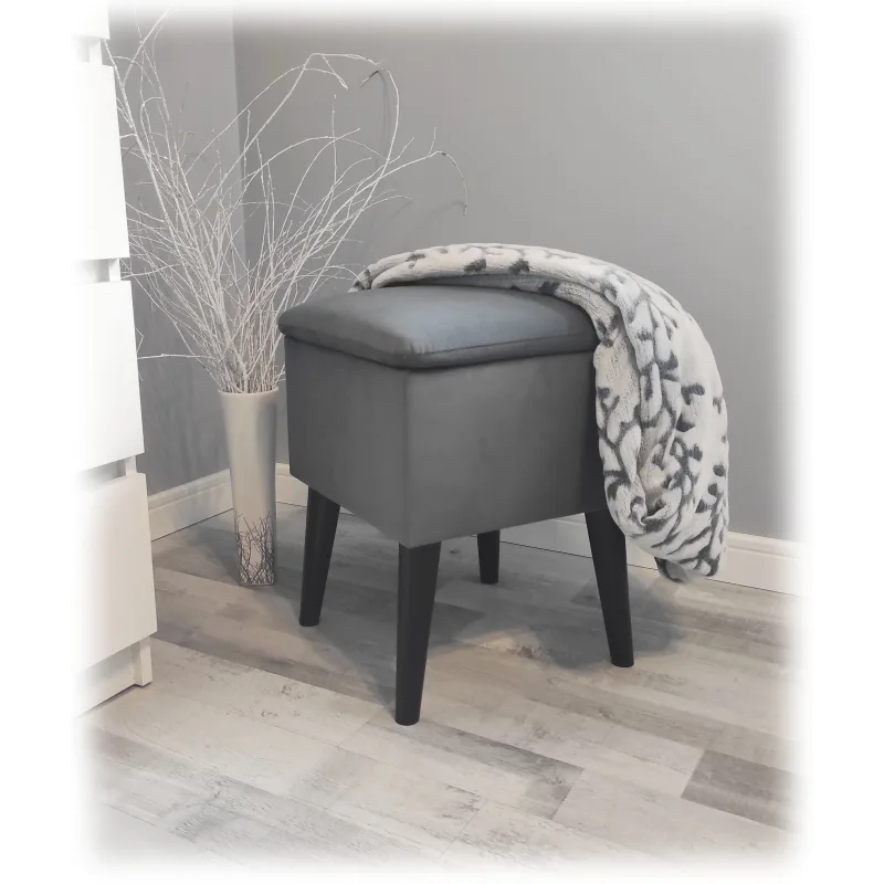 Dobre spracovaný škandinávský taburet s úložným priestorom Glamour Riviera Trinity 1 farba grafitová Nožičky: Černá