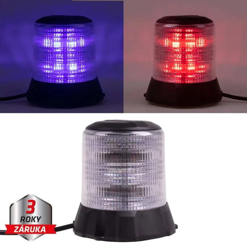 Robustní modro-červený LED maják, černý hliník, 96W, ECE R10 wl405dualBR