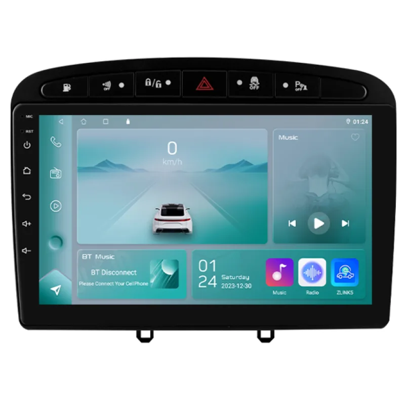 HIZPO KXPG40891 Autorádio 9" Android pro Peugeot 308, 408, RCZ Barva rámečku: Černá, Model: P9002CP (2+32GB) CHR642_CER