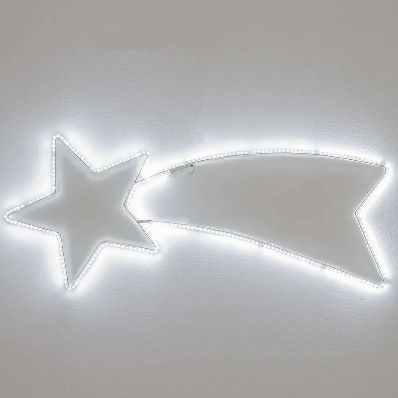 LED motív kométa 100x40cm, 230V vonkajšie, Flash studená biela