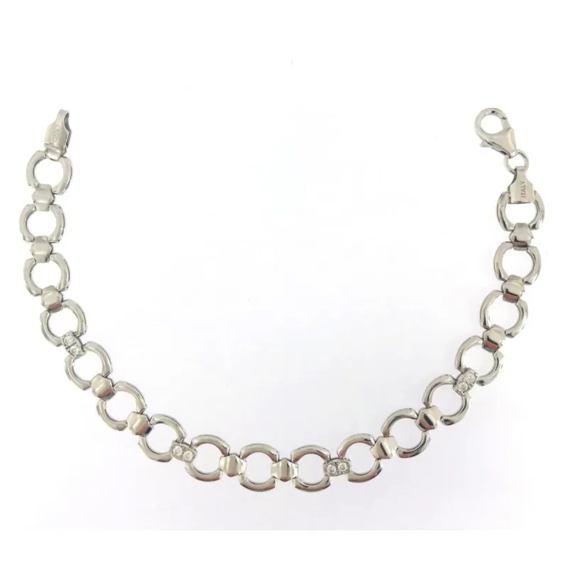 Strieborný náramok so zirkónmi dĺžka náramku 19cm