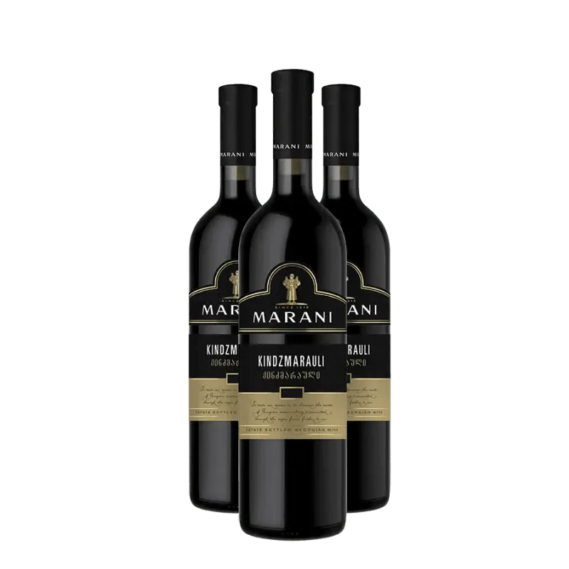 MARANI 3x Kindzmarauli červené polosladké víno (holá lahev) degustační sada po 750 ml.