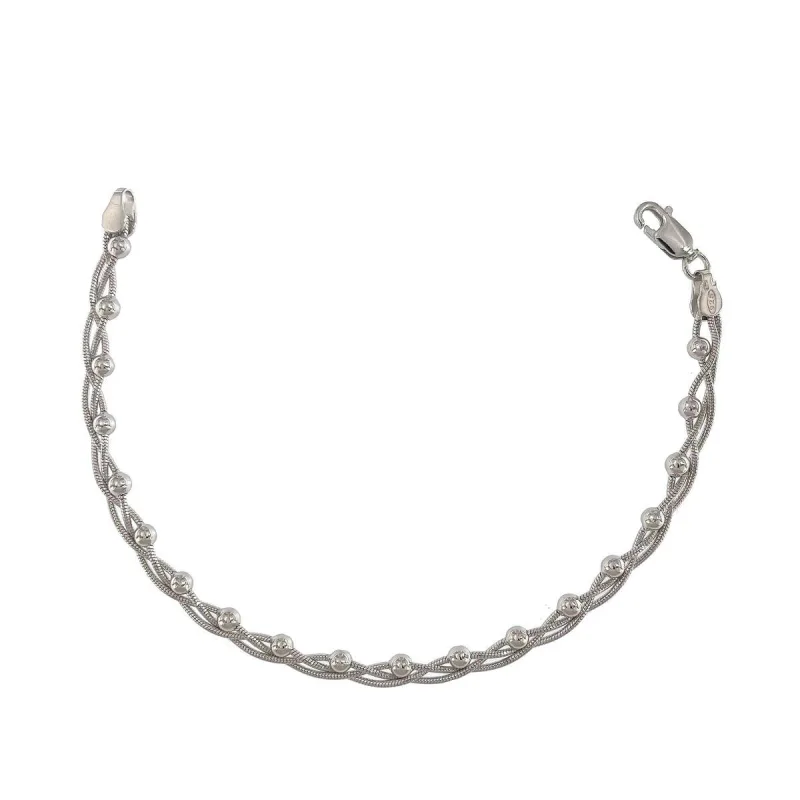 Strieborný náramok splietaný s guľôčkami dĺžka náramku 19cm