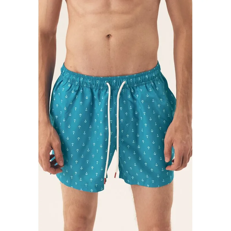 Pánske plavky Rook tyrkysové s kotvami XL