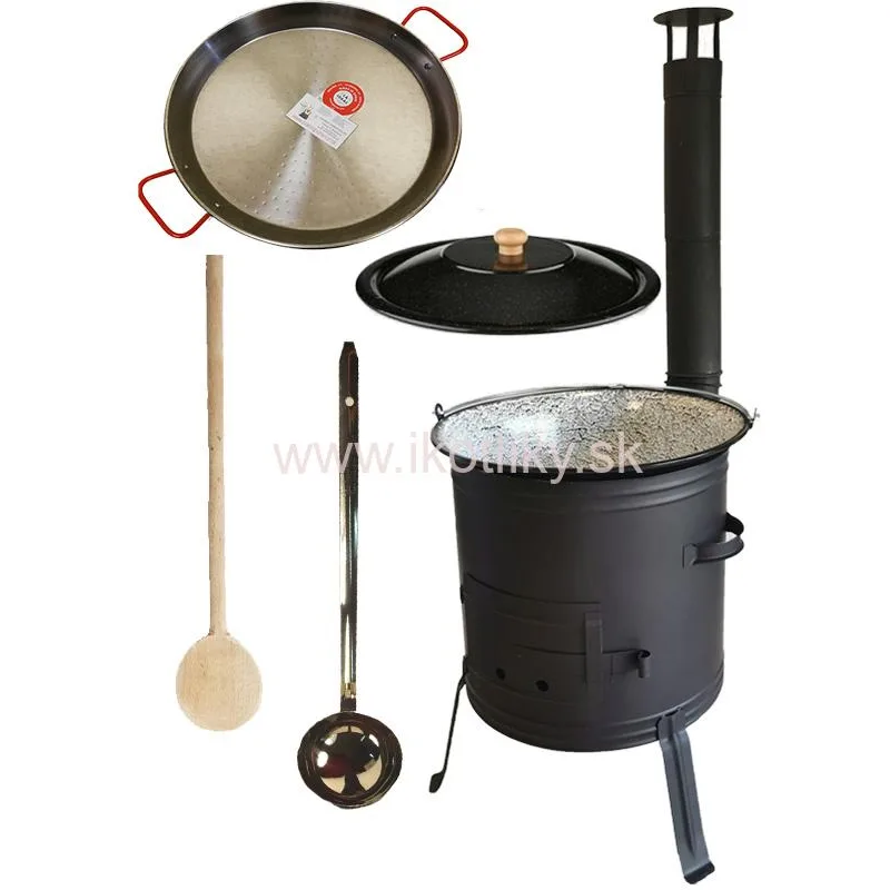 Kotlík 13L s ohňovzdornou kotlinou + Oceľová paella