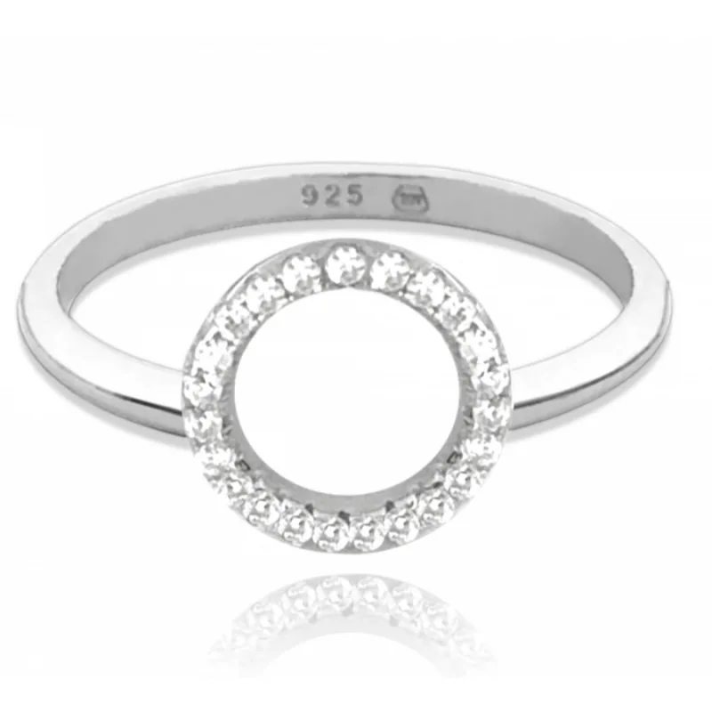 Strieborný prsteň krúžok s bielymi zirkónmi MINET JMAN0140SR, 67