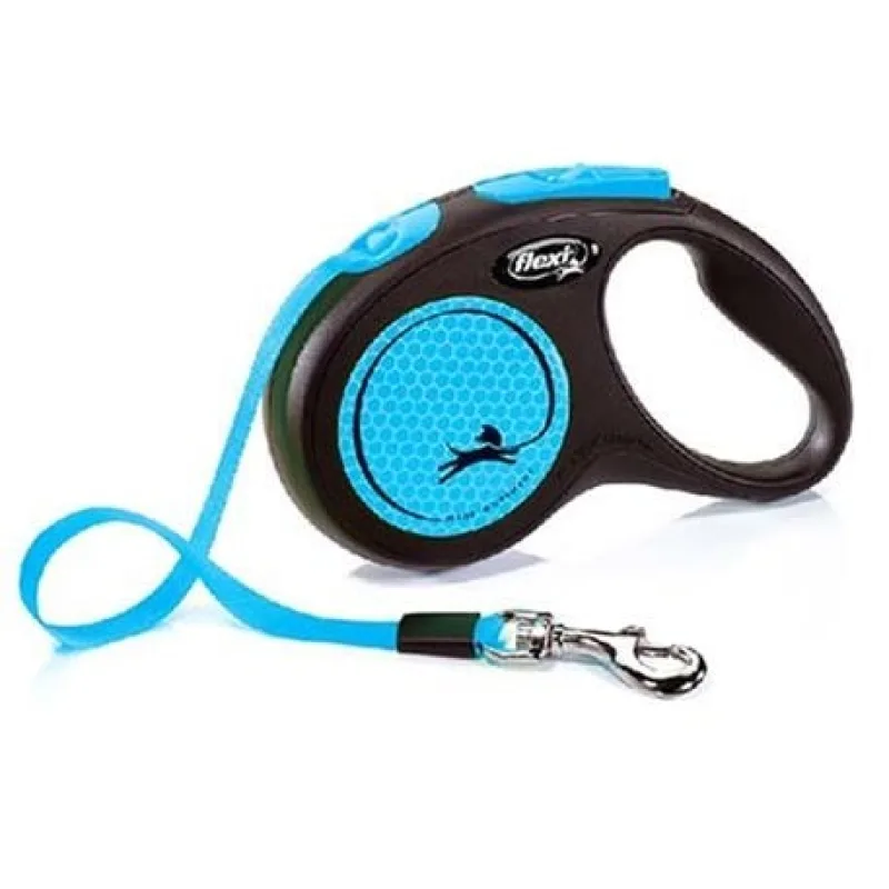 Vodítko Flexi New Neon M páska 5 m (do 25 kg) modrá