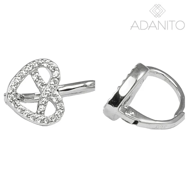 Strieborné náušnice srdiečka so zirkónmi ADANITO SLEL672