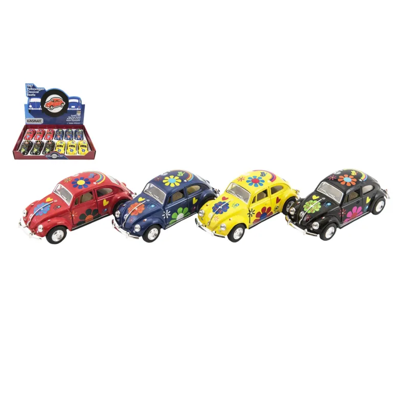 Teddies Auto Kinsmart VW Classical Beetle kov 13cm na spätné natiahnutie asst 4 farby